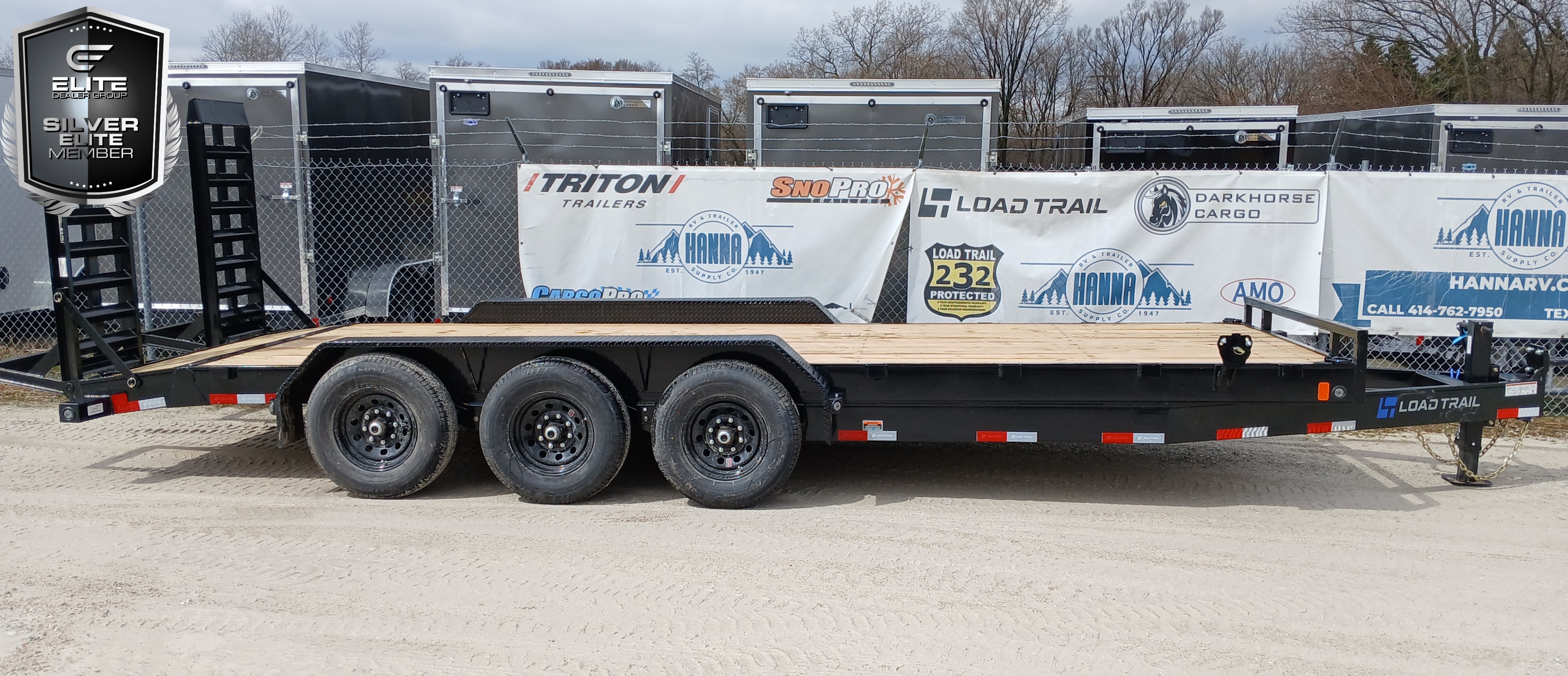 Load Trail 83 X 22 Triple Axle 21,000 Lb Steel Car Hauler / Equipment Trailer with Pintle Ring